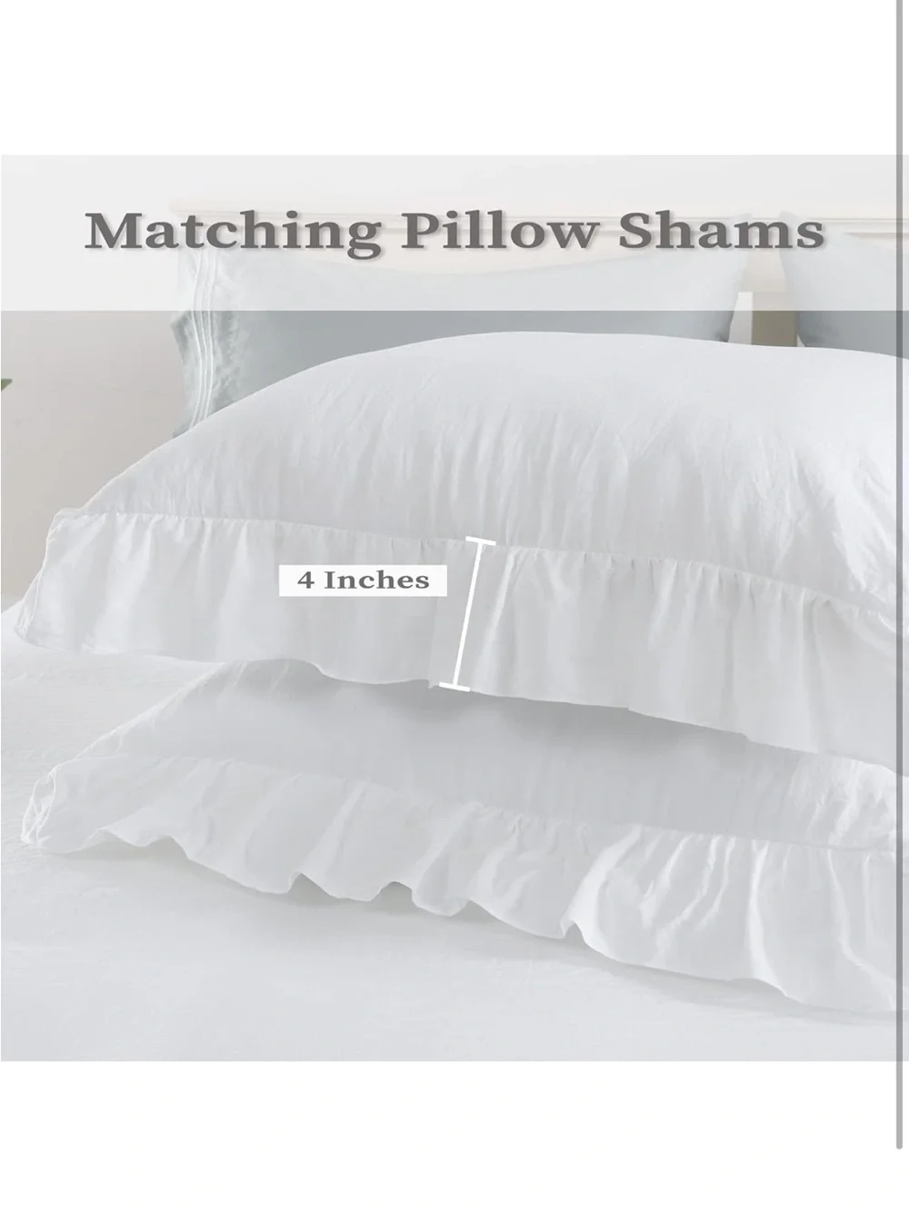 NWOT CAROMIO White Ruffled Duvet Cover Twin, 2PCS